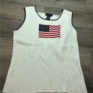 Patriotic White Tank Top with American Flag